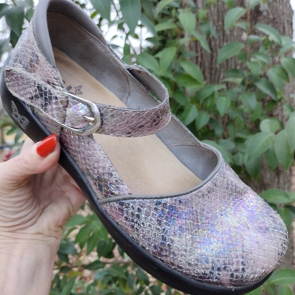 ALEGRIA SZ 38IRIDESCENT KYRA MARYJANE MOCK SNAKE COMFORT SHOE - Picture 7 of 11